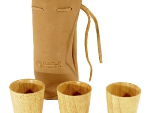 Eagle Products 3 stk drammeglass i tre i skinnpose