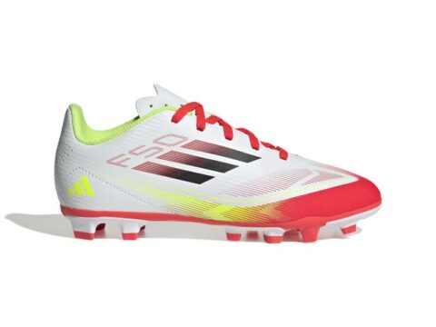 Adidas F50 Club fotballsko junior Fg/Mg, hvit/ svart/ rød