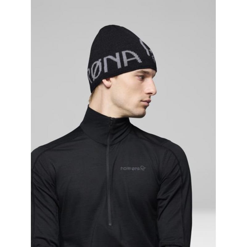 Norrøna -29 mid merinoull logo beanie, caviar melange Alvdal-Tynset Sport, Tynset 1